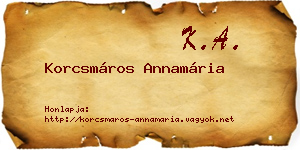 Korcsmáros Annamária névjegykártya
