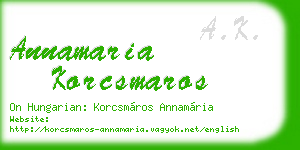 annamaria korcsmaros business card